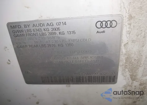 2015 Audi Q5 3.0 Tdi Premium Plus из США, поврежденный, VIN WA1CMAFPXFA026937